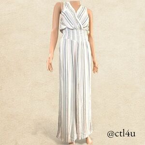 Blue Island Striped Wide Leg Jumpsuit XS Resortwear Cruise Chic Vacation Ready